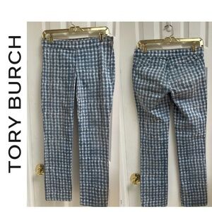 Tory Burch Slim Straight Leg Cotton Twill Pants